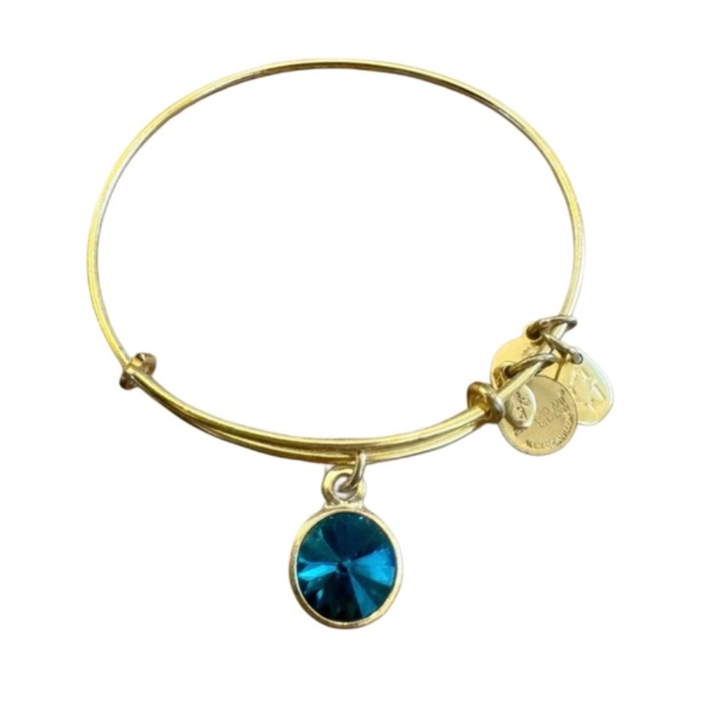 Alex and Ani Gold Bracelet with Blue Crystal Charm